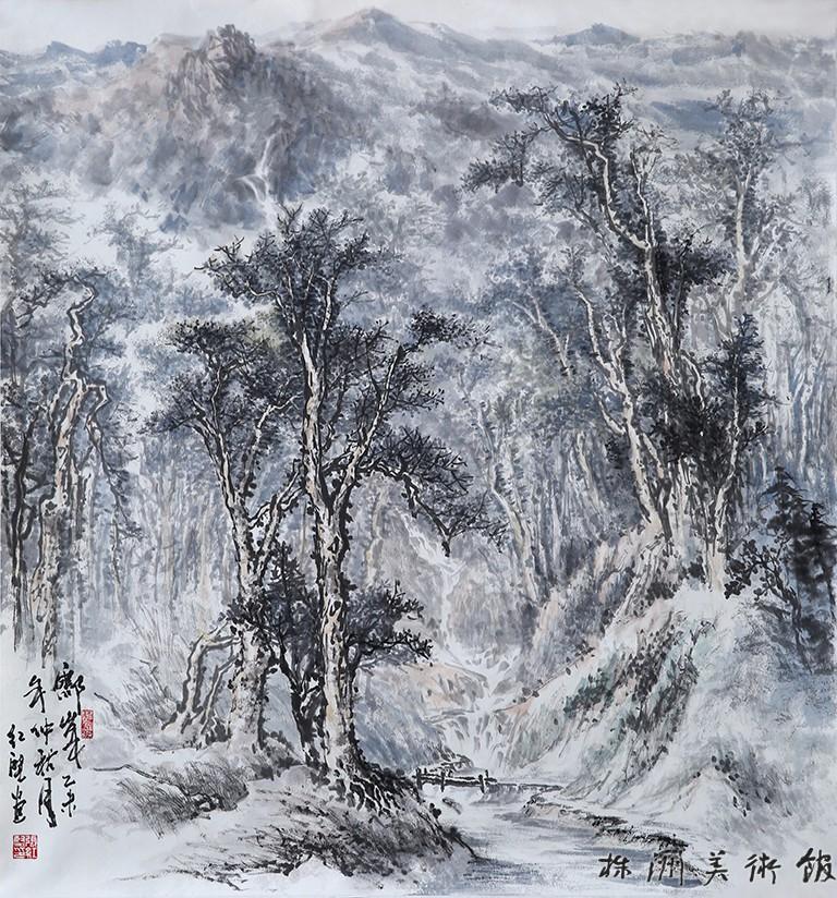 2烟云酃峰  国画  90×90cm   张红坚_副本.jpg